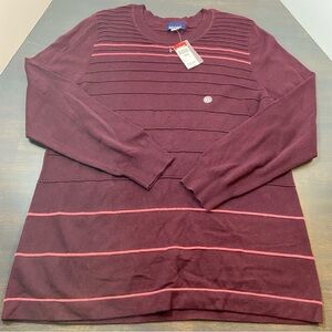 Basic Editions Maroon and Pink Striped Long Sleeve Shirt